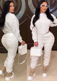 Winter Casual O-Neck Long Sleeves Solid Top And Pant 2 Piece