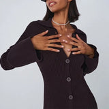 Casual Knit Button Up Long
