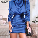 White Long Sleeve Slim O-Neck Dress Sexy Casual Mini Dress Zipper Color Solid Pleated