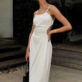 Spaghetti Straps Dress Women 2021 Summer Hollow Out Backless Bodycon Women Dress Bandage Sleeveless Party Maxi