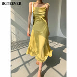 Elegant Chic Slash Neck Sleeveless Women Solid Dress Summer New Spaghetti Strap Lace-up Slim Waist Ladies Vestidos