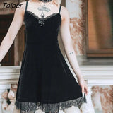 Cross Sexy Purple Dress Vintage Velvet A Line Lolita Dress Aesthetic Gothic High Waist Ladies Club Party