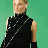 Y2k Knitted Turtleneck Sweater Vest with Long Sleeve Solid Indie Vintage Crop Tops Fall Winter Clothes Women