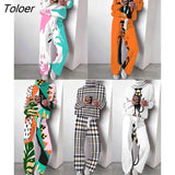 High Neck Knit Wide Leg Pants Suits Two-piece Set 2023 Autumn Winter New Printed Long Sleeve Women's Tops +