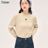 Women Sweater 2022 Winter Long Sleeve Half Turtleneck Knitted Pullover Black Apricot Orange Basic All Match