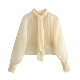 New Bow Bow Pleated Solid Color Fashion Shirt 7969225 712-Outfit
