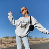 2021 Vintage Zip up Women Sweatshirts Streetwear Letter Printed Hoodies Women Back To The Basics Loose Sweatshirt with