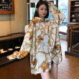 size laides shirts 2022 Spring summer fashion printing women's chiffon blouses casual loose Long sleeve blusas mujer