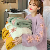 Embroidery Sweater Top 2021 New Fashion Basic Casual Female Pulloves Long Sleeve Loose Lazy Sweet Style Hot Sale