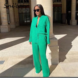 Oversize Casual Pants Za Woman 2022 Female Summer Elastic Draw String Satin Trousers With Pockets Pantalones Mujer Bottom