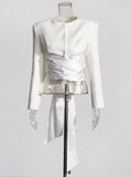 Fashion Premium Set 2025 New Solid Colored Rounded Collar With Dress + Sexy High Waist Open Fork
