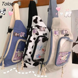 Packs Women Harajuku Fashion All-match Streetwear Stylish Kawaii Chest Bag Canvas Ulzzang Sweet Outdoor Travel Fanny