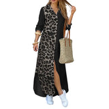 ZANZEA Fashion Women Shirt Dress 2022 Spring Autumn Leopard Printed Patchwork Maxi Dresses Long Sleeve Loose Oversize Robe