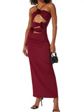 Y2K 3D Flowers Fairy Dresses Sexy Hollow Out Slim Long Dress Summer Back Split Beach Party Club Outfits Vestidos 2023-Outfit