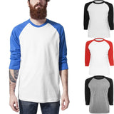 Mens New Baseball Tops Fashion Trend Hip Hop Skateboard Casual T Shirts 3/4 Sleeve Raglan