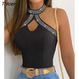 Top Women Plain O-Ring Halter Cami Top Sexy Female Club Vest Chic Daily Beach