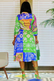Elegant Print Button Up Long Sleeve Midi