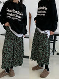 Women Skirts High Waist Loose Floral Jupe Korean Chic Elegant Long Skirt 2023 Faldas Mujer De Mujer Women's