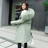 Winter New Women's Parkas Plush Cotton Jacket Thick Coat with Hood Oversized Midi Long Wool Collar Warm Padded Hot