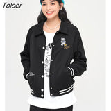 Women Baseball Jackets Uniform 2022 Autumn Long Sleeve Loose Coats Graphic Print Jacket College Style