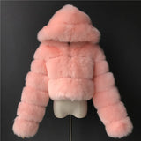 Fur Imitation Fox Stitching Hooded Long