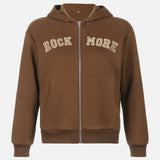 Jacket Zipper Hoodies Women Letter Embroidery Hooded Drawatring Jackets Female Y2K Pockets 2021 Spring Casual