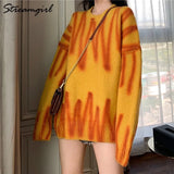 Sweater Oversize Pullover Women Striped Print Female Winter Warm Knitted Tops Women's Oversized Sweater For Women