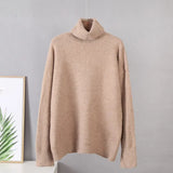 turtle Neck Solid Cashmere Sweater Women Elegant Soft Warm Female Knitted Pullovers Basic Loose female