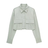 New Trench Coat Fabric Pocket Decoration Loose Short Shirt 2083363-Outfit