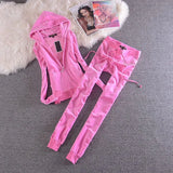 2021Velvet Tracksuit Two Piece Set Women Sexy Hooded Long Sleeve Top And Pants Bodysuit Suit Runway