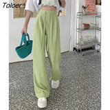 Summer Loose Suit Pants Female S-4XL Fashion Elastic Waist Side Zipper Pink Pants Women Casual Korean Green