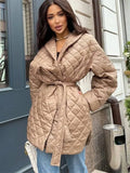 Women Thicken Slit Waist Lace-up Parkas Female Hooded Long Sleeve Solid Coat 2022 Winter Slim Casual Elegant Windproof