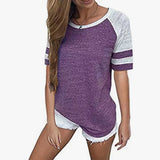 Women's Short-Sleeved Splicing 2025 Summer Hot Women's Top New Short-Sleeved Round Collar Multi-Color