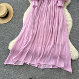High-End Temperament Fashion V-Neck Lantern Sleeve Strap To Close Waistguel Dress Female Elegant Long