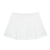 New Wide-Pleated Solid Color Fashionable Short Skirt 7385524-Outfit