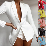 Fashion Polo Collar Long-sleeved Solid Color Casual Temperament Small