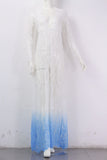 Women Black Lace Dress Sleepwear Floor-Length White See Through Dress Adjust Waist Sexy Hollow Out Vestido Maxi Plus