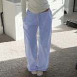 Street Trend Loose Waist Wide Legs Pink Woven Overalls Hot Girls Low Waist Leisure Trousers New Summer Style-Outfit