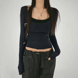 Slimming Shows Thin Spice Girls Fashion Two-Piece Blouse 2023 Pure Style Simple T-Shirt-Outfit