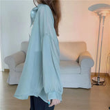 Temperament Long-Sleeved Sunscreen Shirt Women 2025 Summer New Chiffon Shirt Air-Conditioning Shirt White