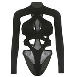 Sexy Women's Cross-Cuff Design Feels Bare Back Strap Solid Color High-Neck Long