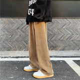 Trousers Men's Version Of The Trend Autumn And Winter Loose Drop Feeling Mop Straight Trousers Ins Harbor Style Vintage Daddy Pants-Outfit