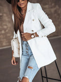Winter 2021 New Women Fashion White Black Blazers and Jackets Chic Button Office Suit Coat Ladies Elegant Outwear