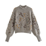 Autumn New Beaded Sweaters With Loose Semi-High Necks 01957101706-Outfit
