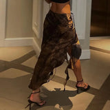 Summer New Sexy Hot Girl Ins Holiday Style Lotus Leaf Edge Irregular Skirt-Outfit