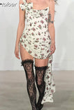 Floral Print Asymmetrical Women Tank Tops Korean Fashion Women Summer Y2k Tops Sexy Flowy Camis Streetwear