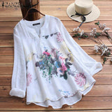 Vintage Printed Shirt Women's Tunic Autumn Blouse 2021 Floral Casual Blusas Female Long Sleeve