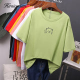 Kawaii Summer T Shirt Women 2020 New O Neck Oversized Tees 100% Cotton Loose Tees Soft Casual Female Tops 7
