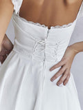mini dress with lace trim to tie at