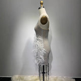 New Sexy Sling With Bra Feathers Spliced Super Short Skirt Stage Performance